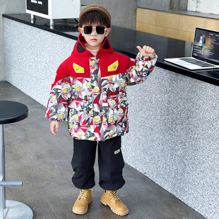 奥特曼衣服儿童羽绒服男童白鸭绒外套25新款 宝宝加厚保暖过年棉服