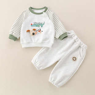 婴幼童春装卫衣套装卡通上衣裤子两件套男宝宝分体休闲套装潮衣服