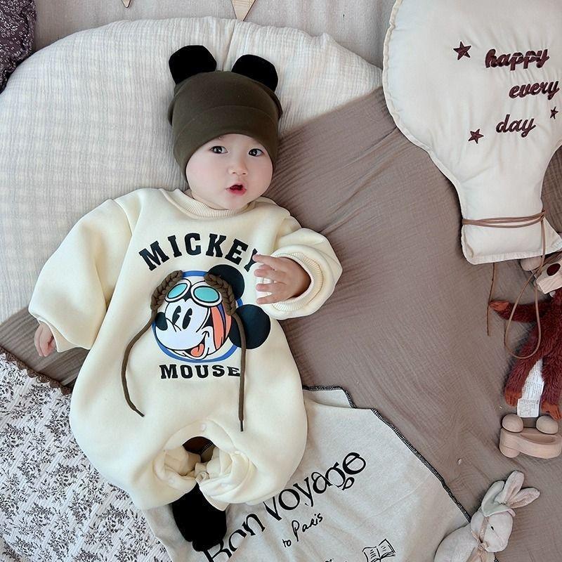 婴幼儿婴儿衣服秋季连体爬服小孩男孩宝宝秋装外出卫衣加绒秋冬季