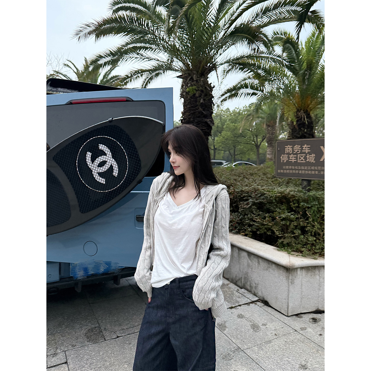 JnnlhStudio灰色绞花针织外套