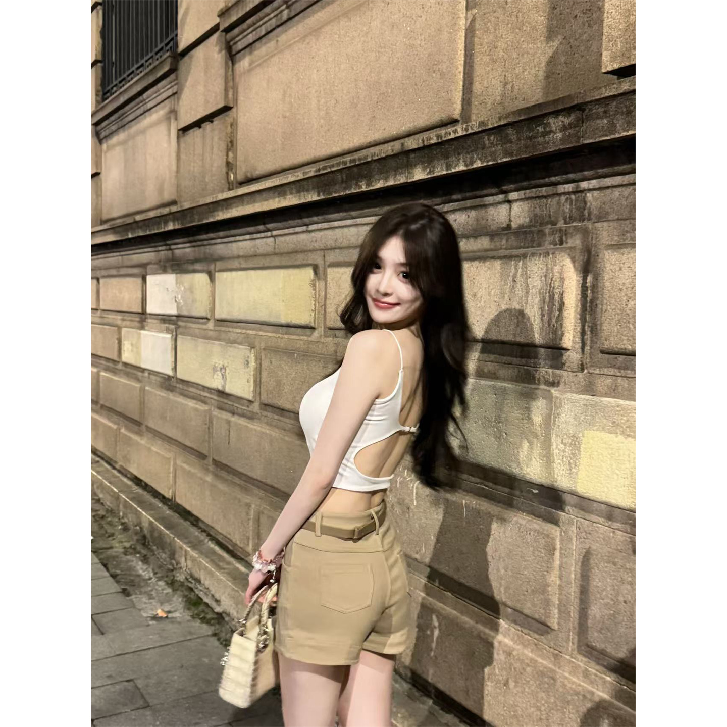 Jnnlh自带胸垫显身材露背吊带