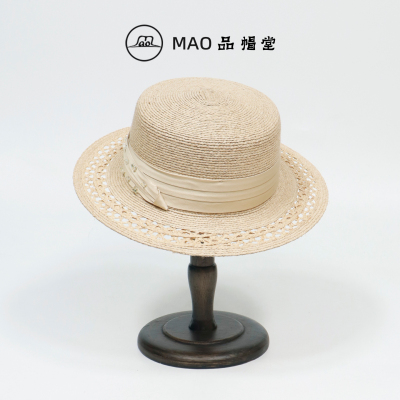 法式拉菲草女士春夏防晒宽檐礼帽