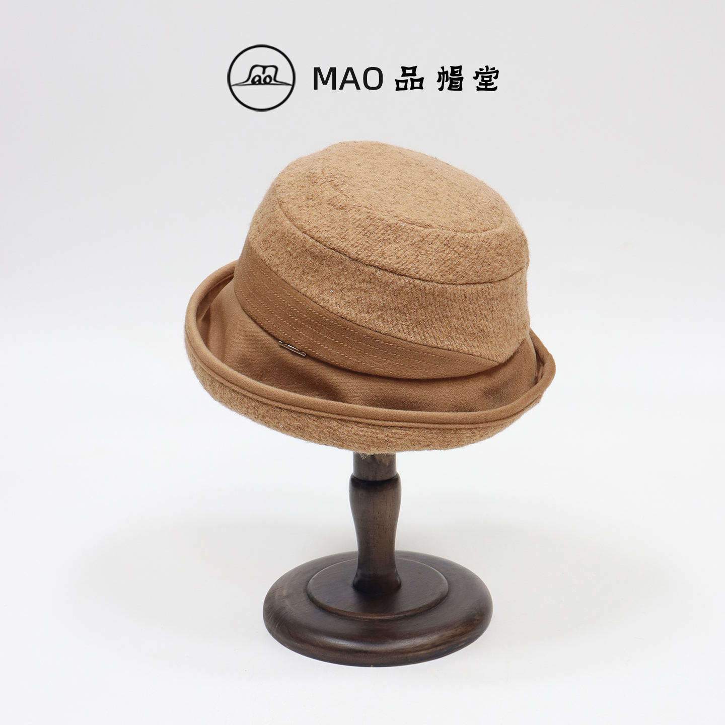 毛呢拼接渔夫帽女秋冬新款