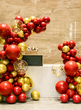 拱门周年庆典开业节日红色商场店庆气球链结婚装饰场景布置汽球