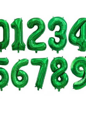 绿色生日数字气球野餐拍照道具户外儿童宝宝周岁派对装饰场景布置