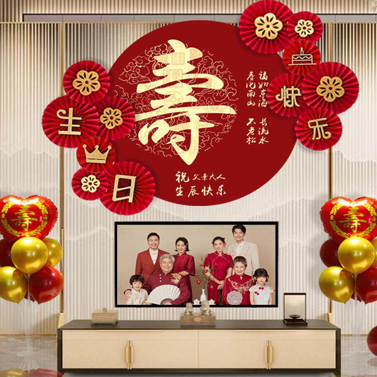 祝寿生日气球背景海报布置氛围装饰拍照道具爷爷爸爸老人过寿宴用