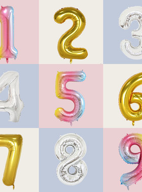 白色生日数字铝膜气球金色银色气球装饰生日毕业拍照小红书同款