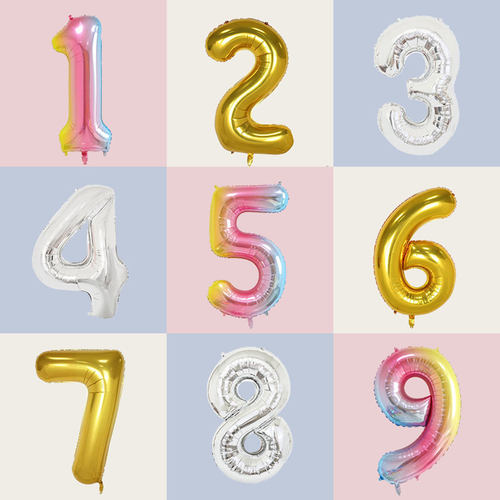 数字铝膜气球生日装饰英文宝宝