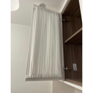 玻璃绷纱帘推拉移柜门遮挡窗纱厨房柜子半帘黏贴免打孔杆轻奢窗帘