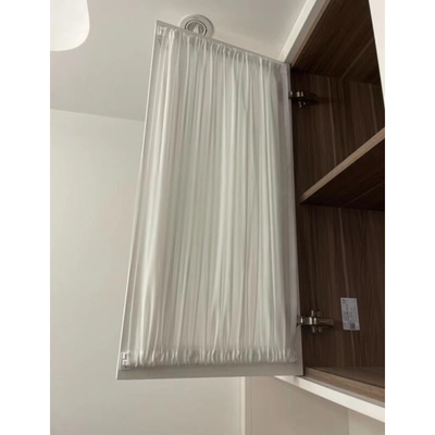 玻璃绷纱帘推拉移柜门遮挡窗纱厨房柜子半帘黏贴免打孔杆轻奢窗帘