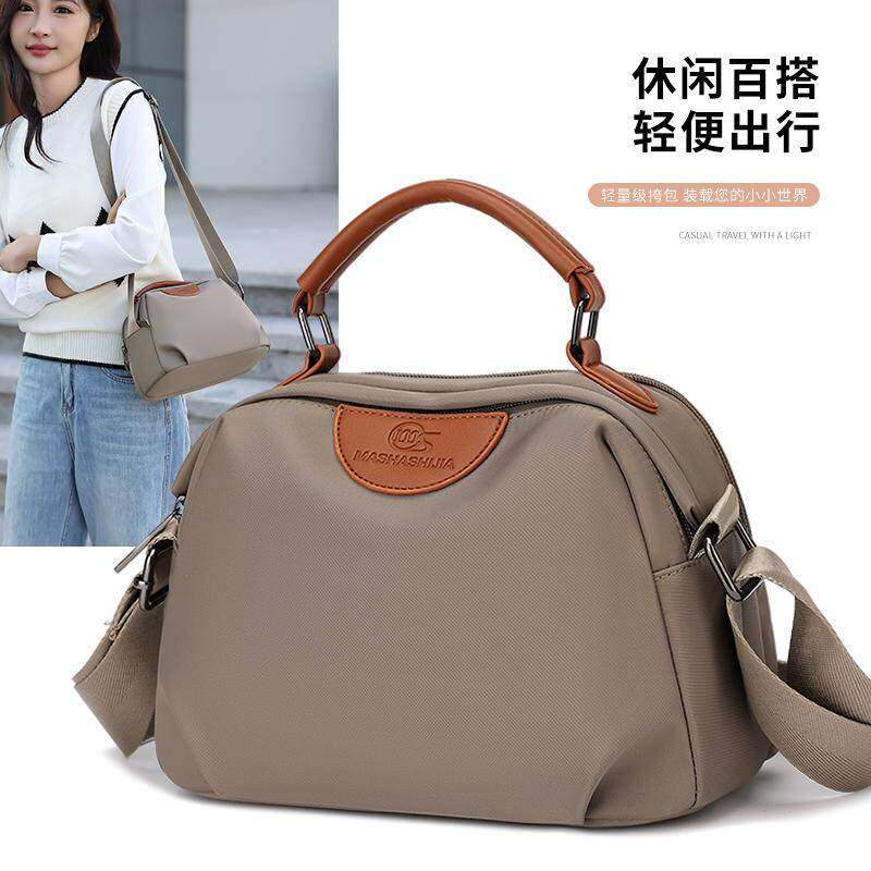 尼龙帆布斜挎包女式通勤新款时尚妈妈包休闲牛津布单肩贝壳小包包