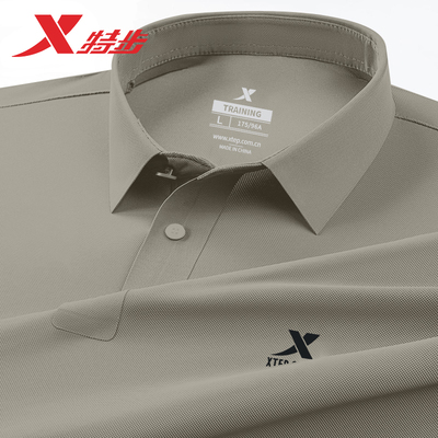 特步运动polo衫男士有领爸爸t恤2026夏季宽松透气速干休闲保罗衫