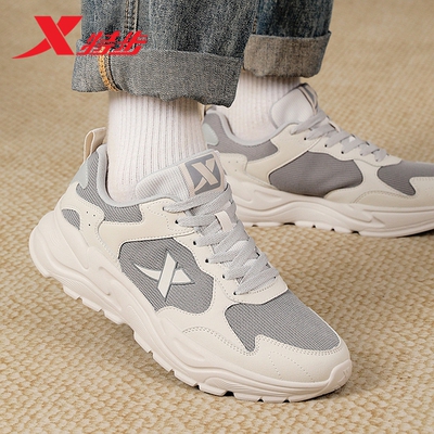 特步男鞋网面透气休闲鞋2026春季新款官方旗舰正品轻便运动老爹鞋