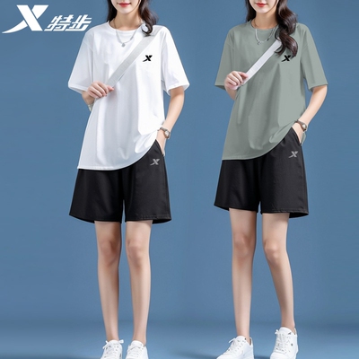 特步运动套装女夏季冰丝速干衣女