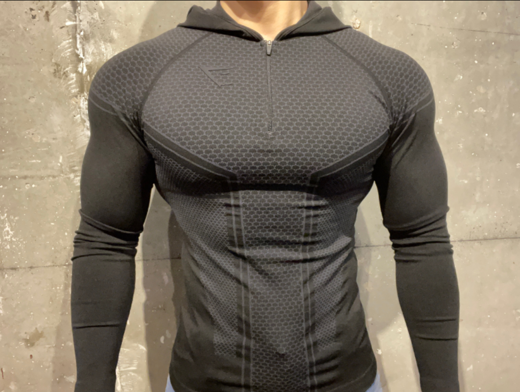 gymshark超级英雄速干紧身衣连帽长袖拉链长袖健身压缩衣