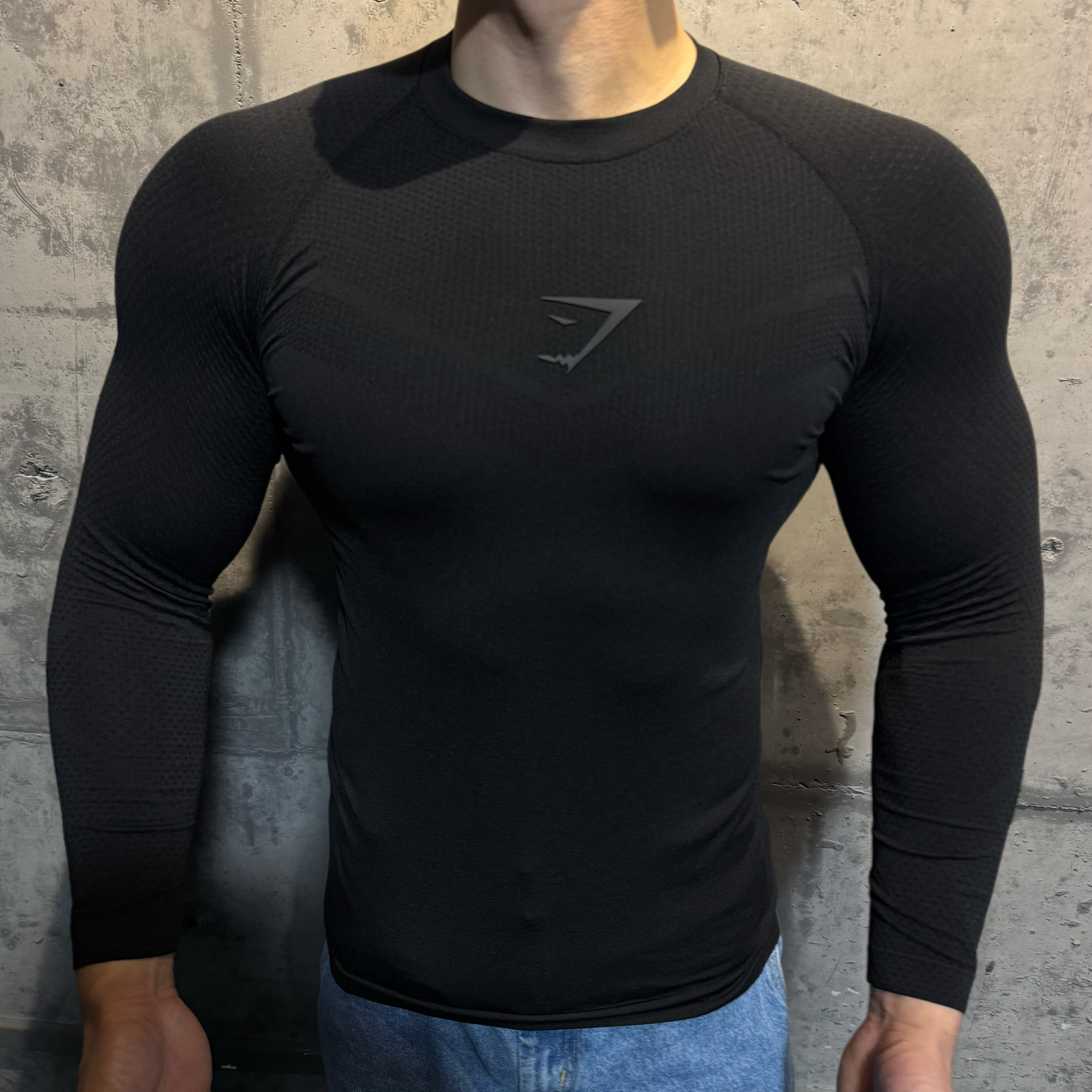 gymshark鲨鱼健身服男长袖速干透气运动紧身衣高弹力透气吸汗
