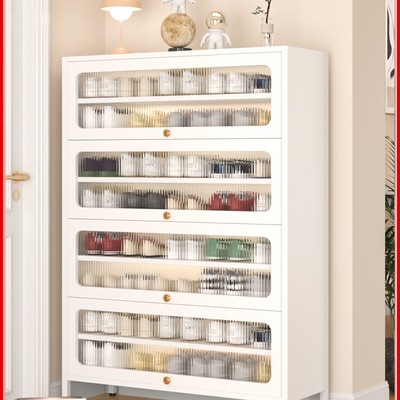 家用钢制鞋柜门口落地多层防尘鞋架入户大容量收纳翻开门室外鞋柜