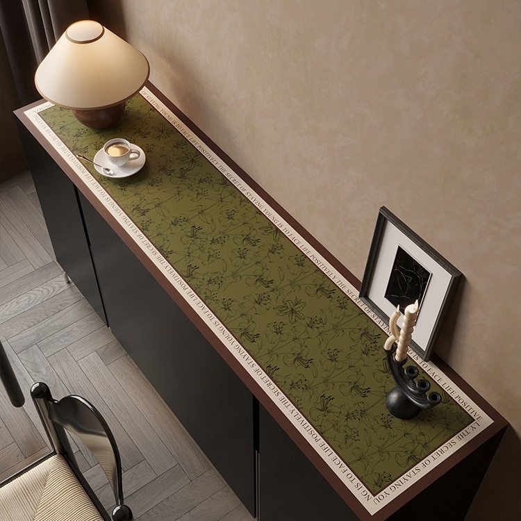 复古餐边柜桌垫长条电视柜桌垫中古风台面垫防水防油玄关鞋柜桌布