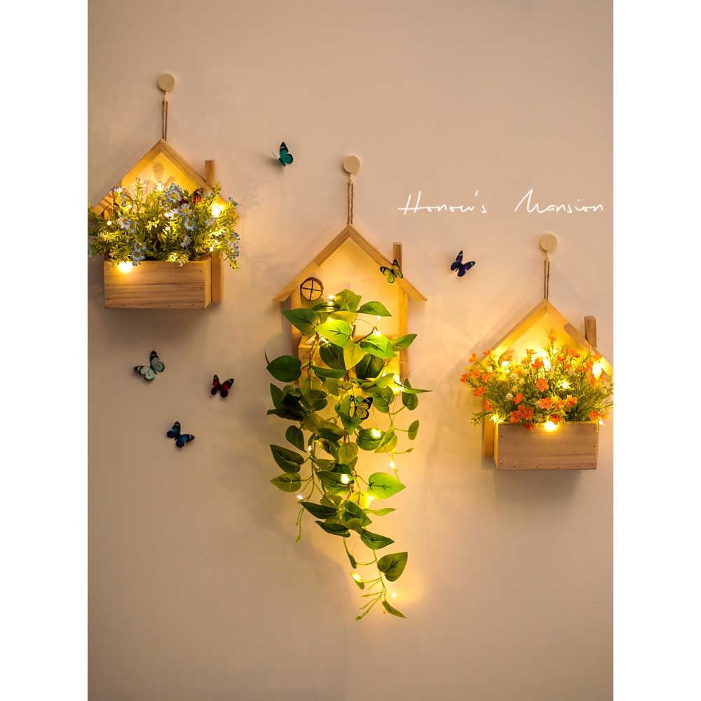 仿真花器假房间遮丑小挂件电视背景墙客厅壁挂花上墙面绿植装饰品