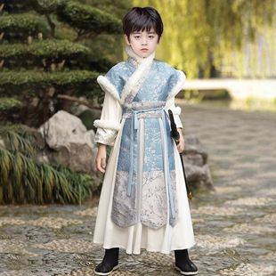 汉服男童冬款演出古装冬季加厚明制小男孩侠客唐装古风儿童男