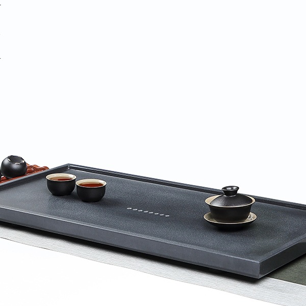 乌金石茶盘家用手工抛光面整块石头茶海火烧石材茶台茶具托盘定