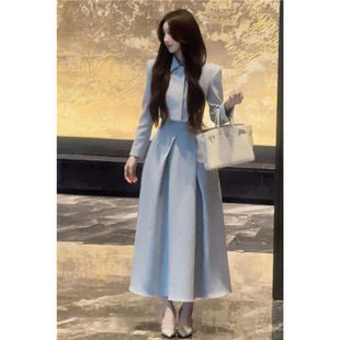 法式赫本风高级感优雅气质收腰显上衣/长半裙两件套女名媛套装