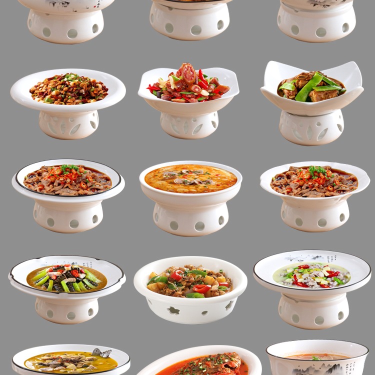 酒精炉蜡烛加热餐具商用保温盘子菜盘家用创意干锅陶瓷碟酒店明炉