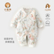 新生婴儿衣服春秋夹棉连体衣0到3个月女宝宝春装 薄棉保暖哈衣秋冬