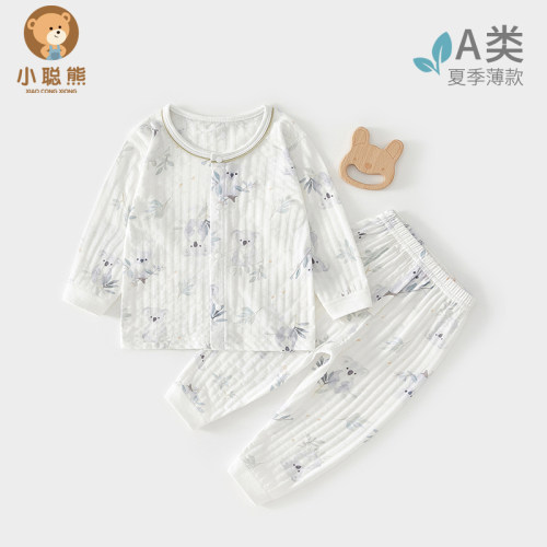 小聪熊婴儿衣服夏季薄款分体套装