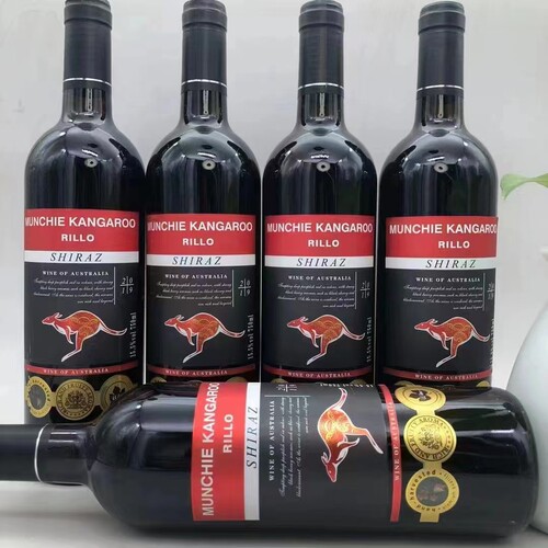 澳洲进口红酒15.5度正品袋鼠干红西拉果香整箱6支750ml红酒礼盒装