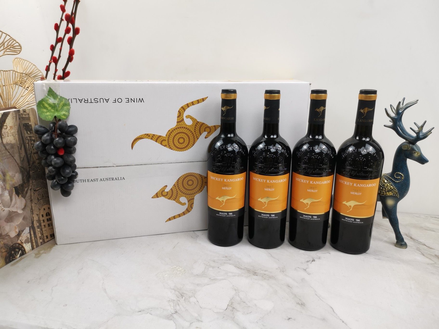 澳大利亚进口米爵袋鼠干红葡萄酒14度梅洛干红750ml*6瓶原箱发货