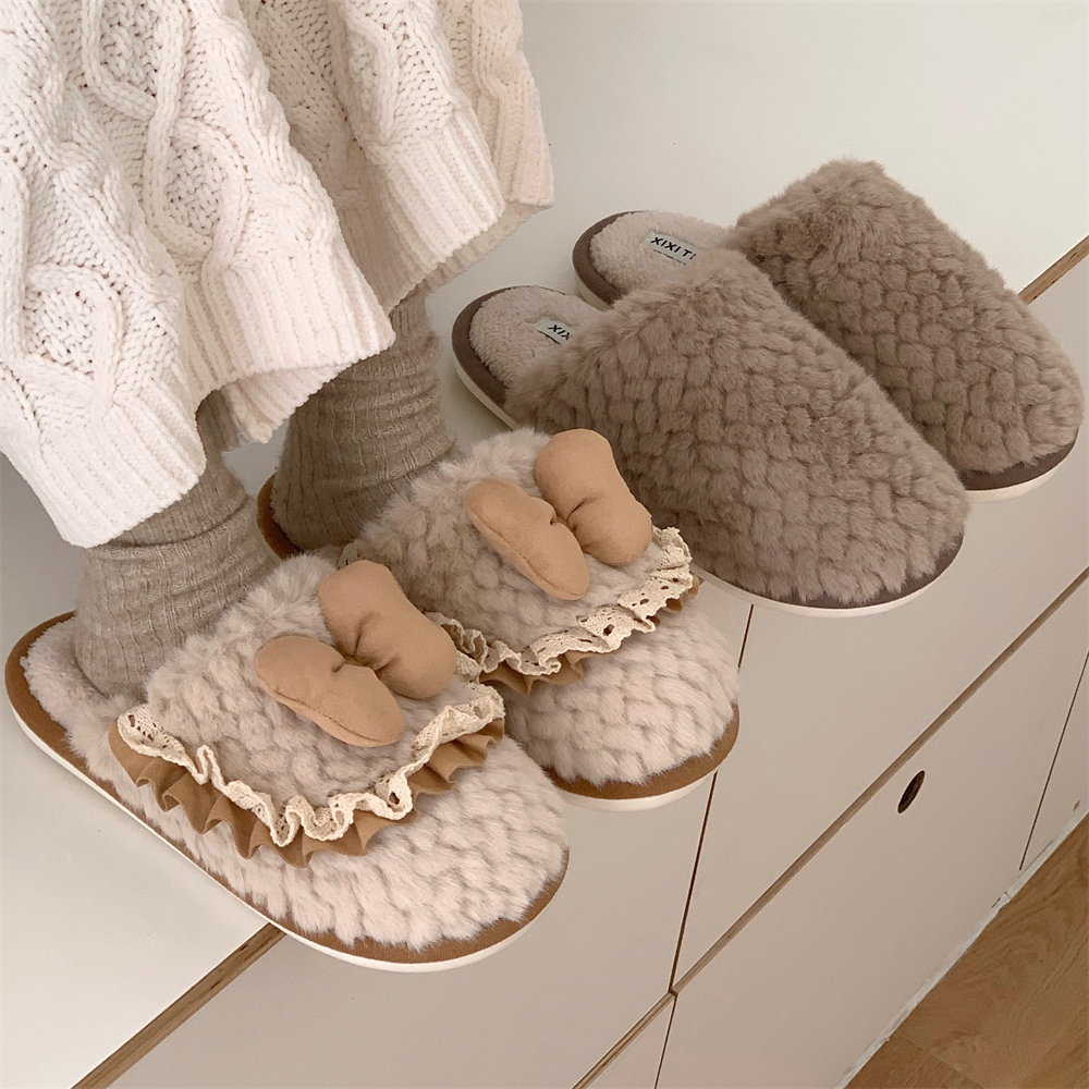 情侣休闲居家保暖包头棉拖鞋