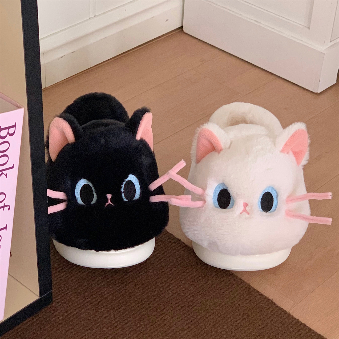 可爱鸳鸯小猫棉拖鞋女保暖防滑