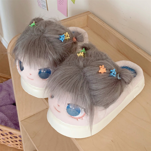 可爱棉花娃娃趣味保暖厚底棉拖鞋