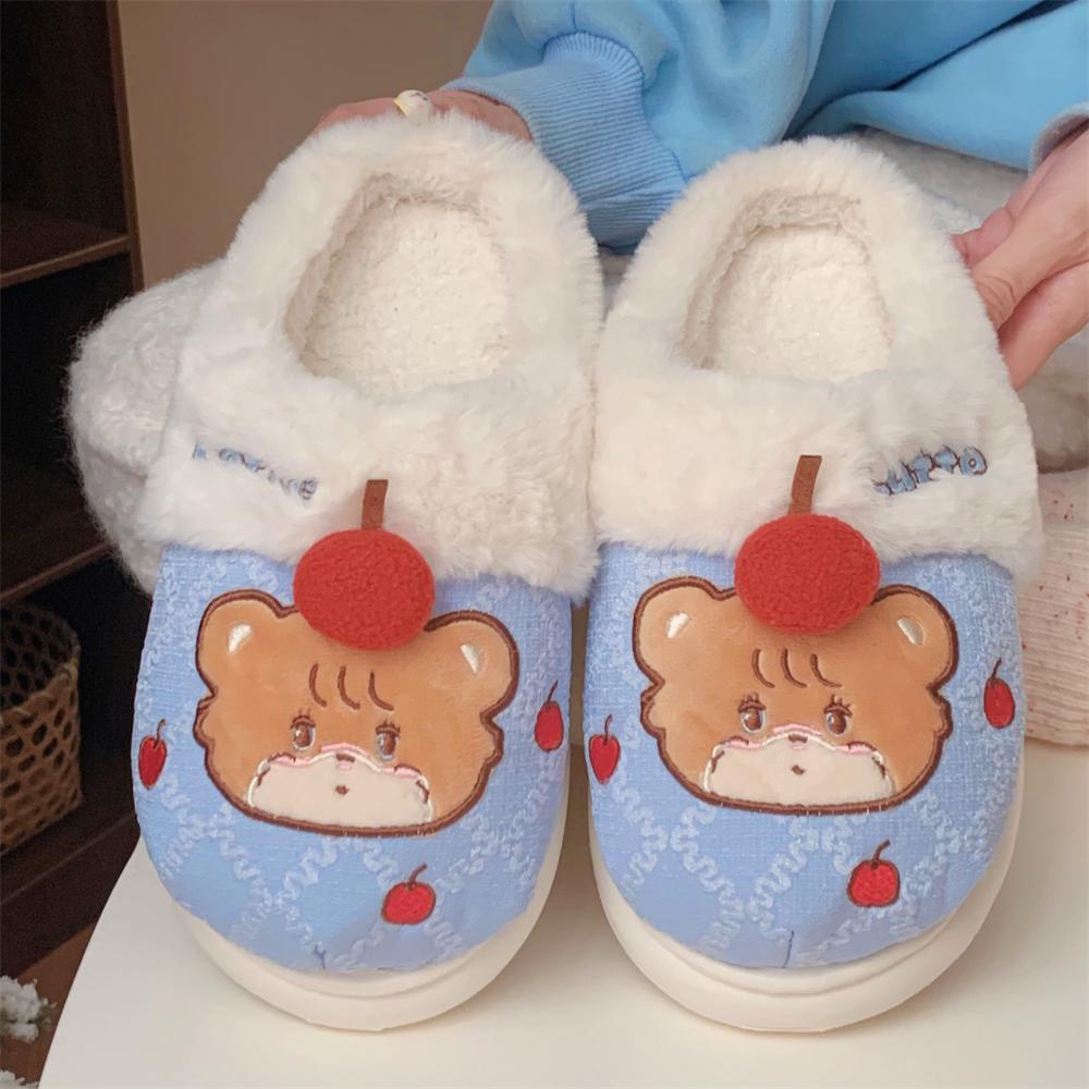 少女心可爱小熊舒适居家棉拖鞋