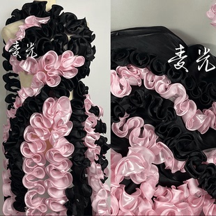 水光绸缎花边波纹手摇花舞服童装汉服diy设计面料辅料网纱欧根纱