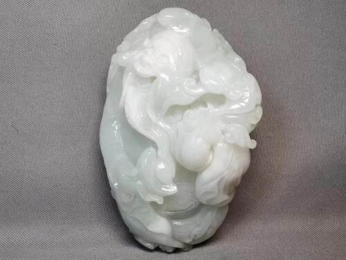 独山玉老透水白料  财神