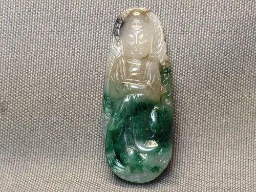 独山玉六十年代收藏级白天蓝标本---观音  翠如绿羽  白若凝脂