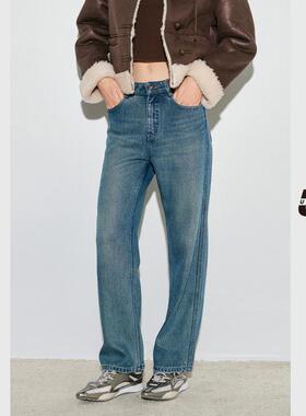 UX 冬季新款 牛仔直筒裤女 时尚通勤百