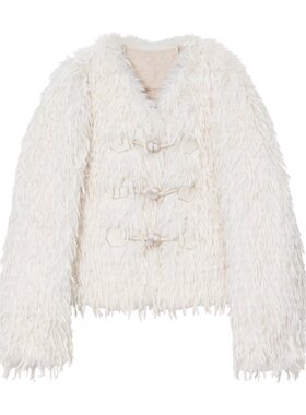 UX 冬季新款 白色气质长毛外套女 小众