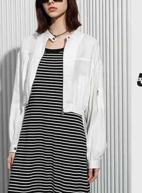 UX 2025春秋新款 白色短款夹克外套女 时尚通勤上衣 百搭单品