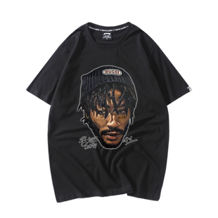 罗斯t恤男美式复古rose印花高街运动篮球衣2024新款退役纯棉短袖