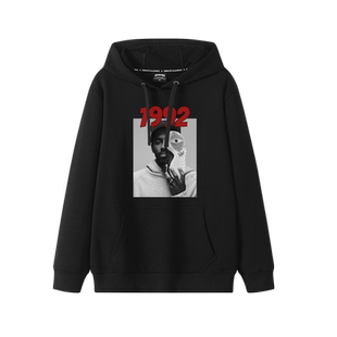 篮网队欧文卫衣男篮球运动德鲁大叔美式潮牌嘻哈连帽宽松纯棉上衣