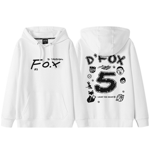国王队5号达龙福克斯涂鸦卫衣男美式复古小狐狸FOX篮球加绒外套潮