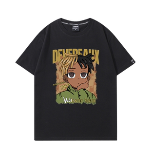 美式复古hiphop嘻哈xxxtentacion短袖男2024新款宽松大码T恤夏季