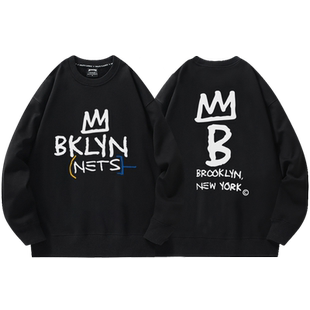 篮网欧文杜兰特卫衣2023新款运动投篮训练服圆领美式篮球加绒外套