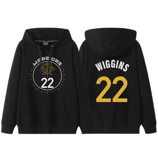 维金斯卫衣男美式篮球运动连帽衫勇士23赛季球衣冬季加绒加厚外套