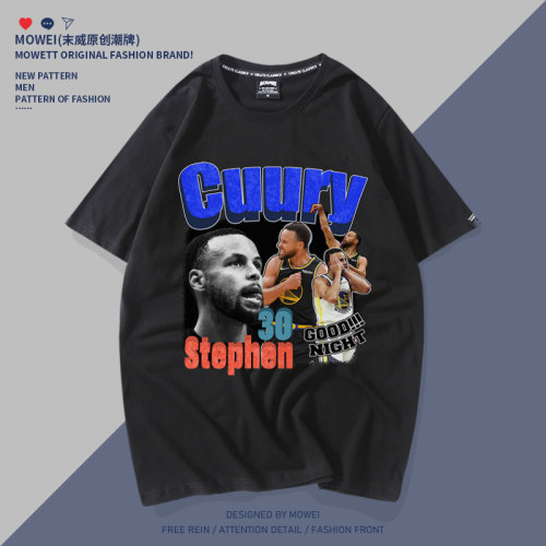 勇士队Curry库里t恤男美式篮球嘻哈宽松短袖复古潮牌ins街头半袖