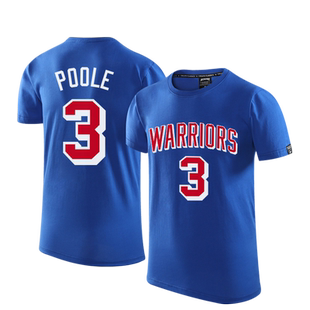 勇士队普尔3号球衣男短袖篮球运动训练服短袖宽松纯棉休闲t恤夏季