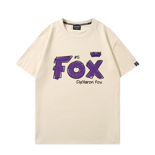 国王队达龙福克斯5号印花t恤男美式篮球运动训练短袖宽松夏季半袖